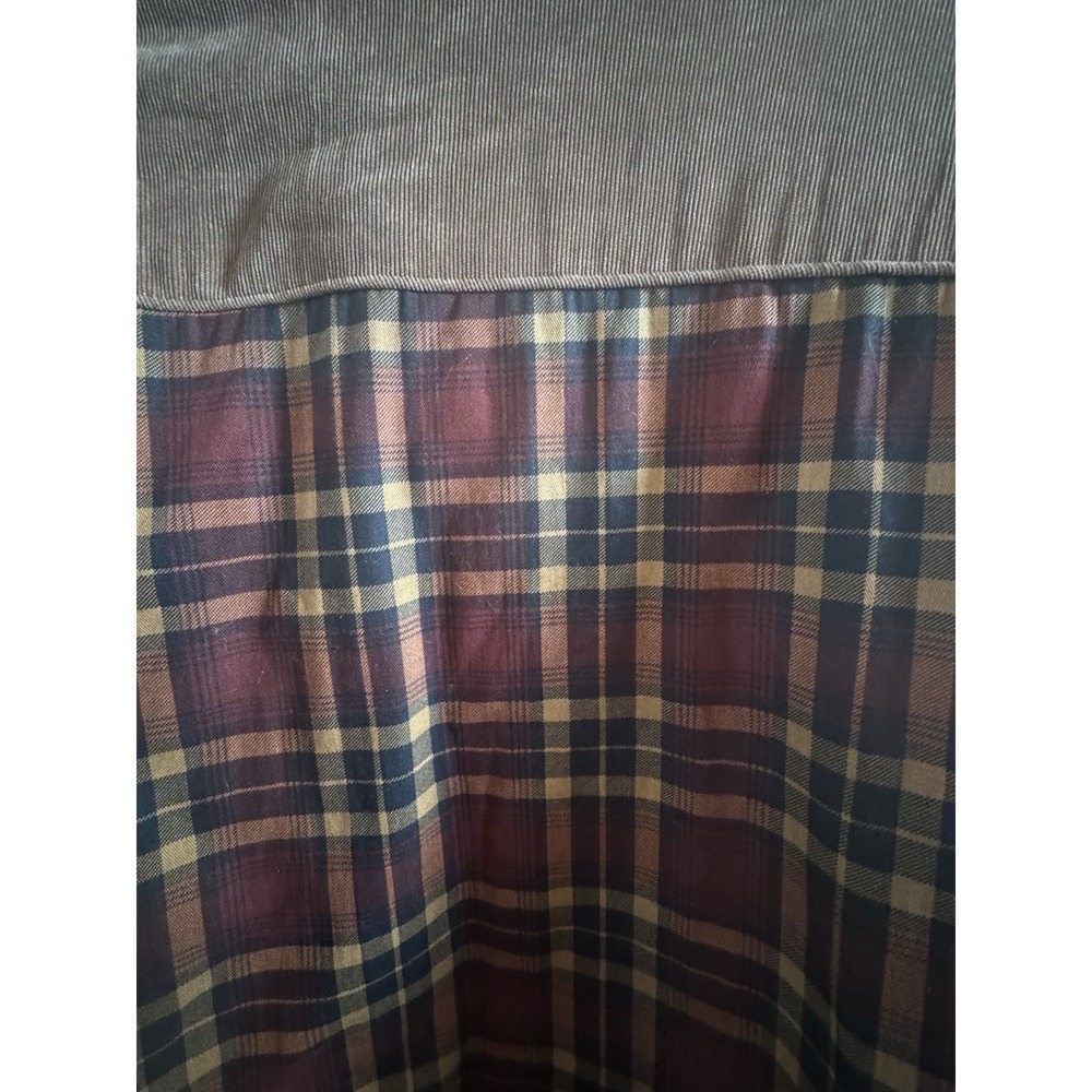 Men's XL Sherpa Lined Red Tartan Plaid Jacket Brown Corduroy Yoke & Placket - Picture 8 of 14